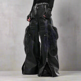 HEYFANCYSTYLE High-End Design Men's Luxury Vegan Leather Cargo Wide Leg Pants, Premium Quality - Side